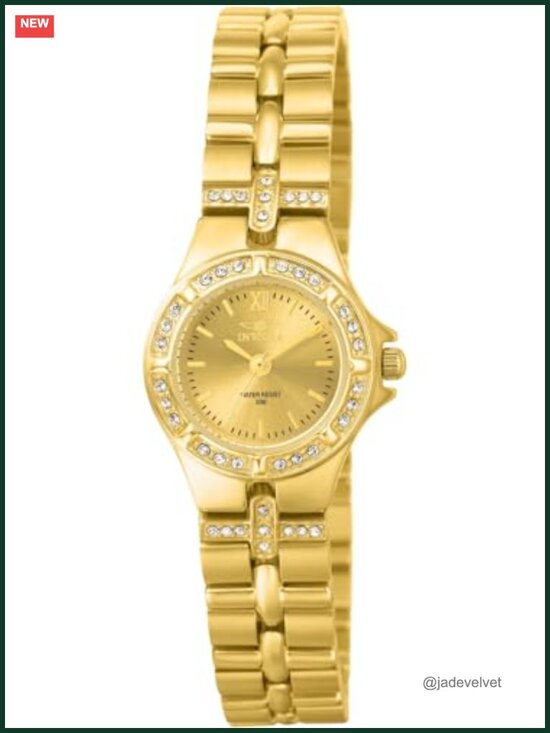 Swiss Quartz Gold Tone Stainless Steel Wrist Watch with Crystal Accents main image 3